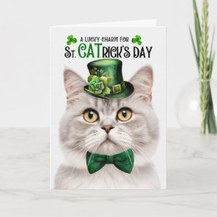 Champagne Tabby Kat St CATrick's Day Lucky Charm Feestdagen Kaart