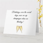 Champagne Taste Birthday Kaart (Gele Bloem)