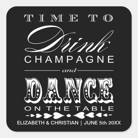 Champagne Théâtre Bill Mariage Favoriser Sticker (Devant)