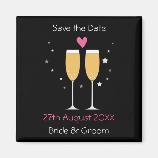 Champagne Toast Bewaar de datum magneet (Voorkant)