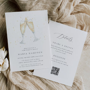 Champagne Toast Dubbelzijdige Bruidsuitnodiging Kaart