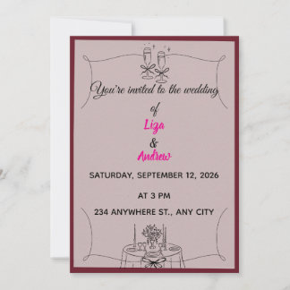 Champagne Toast en Uitnodiging voor Dinner Huwelij