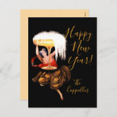 Champagne Toast Feestdagenkaart (Voorkant / Achterkant)