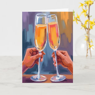 Champagne Toast Feestelijke Aquarelschildering Kaart