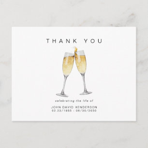 Champagne Toast Funeral Verlies van Leven Dank je Briefkaart