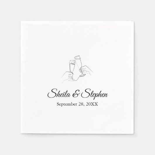 Champagne Toast Gepersonaliseerd Trouwpapier Servet (Voorkant)