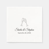 Champagne Toast Gepersonaliseerd Trouwpapier Servet (Voorkant)