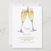 Champagne Toast Gold Text Engagement Kaart (Voorkant)