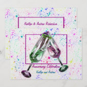 Champagne Toast/ Jubileumfeest Kaart (Voorkant / Achterkant)