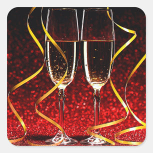 Champagne Toast New Years Day Vierkante Sticker