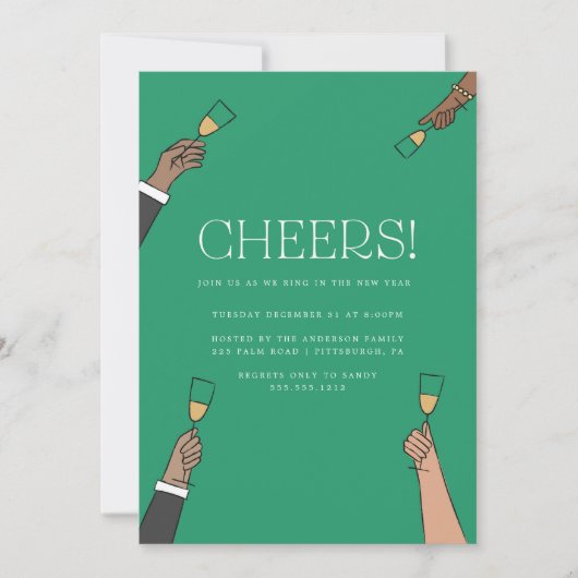 Champagne Toast Nouvel An Soirée Invitation (Devant)