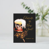 Champagne Toast NYE Invitation Postcard (Debout devant)