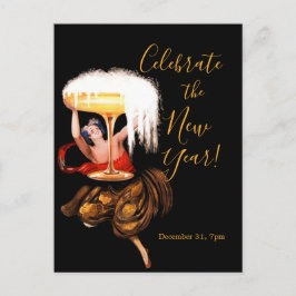 Champagne Toast NYE Invitation Postcard Feestdagenkaart