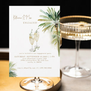 Champagne Toast Tropisch Verloving Feest Kaart