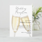 Champagne Toast Trouwreceptie Kaart (Staand voorkant)