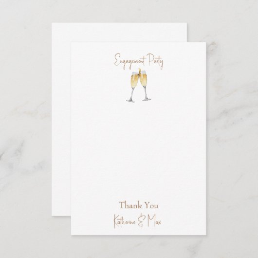 Champagne Toast Verlovingsfeest Dank Je Bedankkaart (Voorkant / Achterkant)
