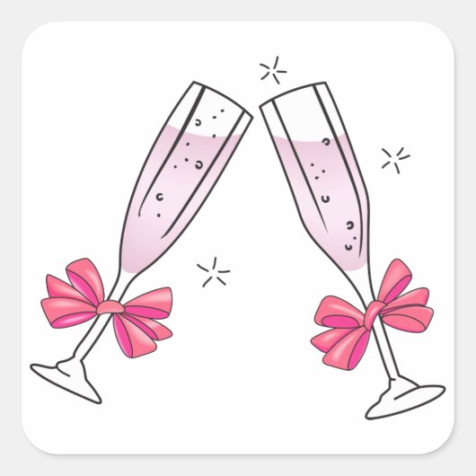 Champagne Toast Vierkante Sticker (Voorkant)