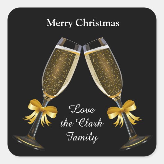 Champagne Toast Vierkante Sticker (Voorkant)