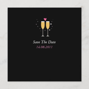 Champagne Toast Wedding Save the Date - black