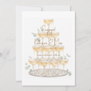 Champagne Toren Eucalyptus Verloving Feest  Kaart