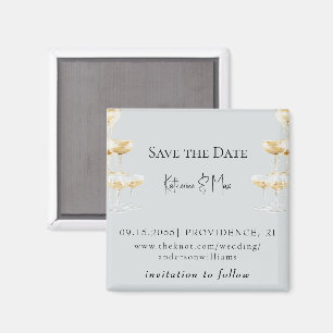 Champagne Toren Icy Blue Trouw Save the Date Magneet