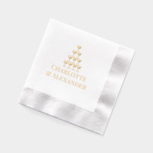 Champagne Toren Paar Bruid Groom Namen Folie Servetten