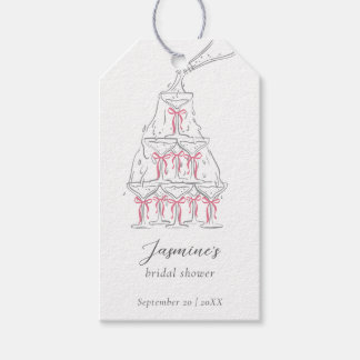 Champagne Toren Roze Flirterig Boog Bruiloftsfeest Cadeaulabel