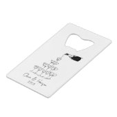 Champagne Toren Schets Aangepaste Naam Trouwen Kredietkaart Flessenopener (Voorkant Gekanteld)