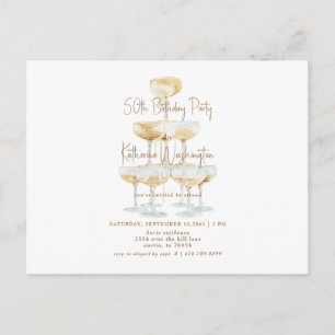 Champagne Tower 50th Birthday Party Briefkaart