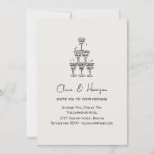 Champagne Tower Doodle Custom Name Wedding Kaart (Voorkant)