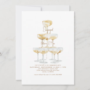 Champagne Tower Gold Text Engagement II Kaart