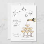 Champagne Tower met foto Save The Date (Voorkant)
