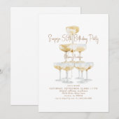 Champagne Tower Surprise 50th Birthday Party Kaart (Voorkant / Achterkant)