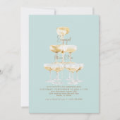 Champagne Tower Turquoise verlovingsfeest Kaart (Voorkant)