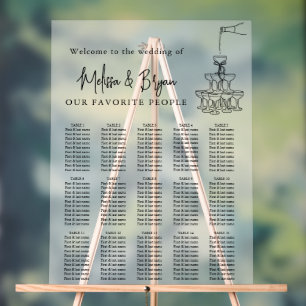 Champagne Tower Wedding Frosted zitkaart Acryl Bord