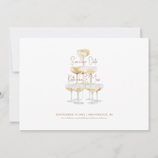 Champagne Tower Wedding Save Our Date Kaart (Voorkant)