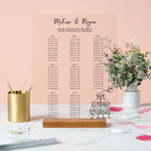 Champagne Tower Wedding seating small Acryl Bord (Huwelijk)