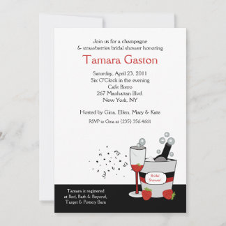 Champagne Verloving of Bridal Shower Invitation Kaart