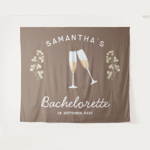 Champagne vrijgezellenfeest achtergrond Boho bloem Wandkleed