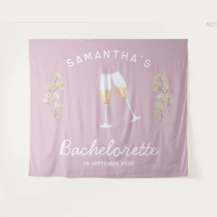 Champagne vrijgezellenfeest achtergrond Boho bloem Wandkleed