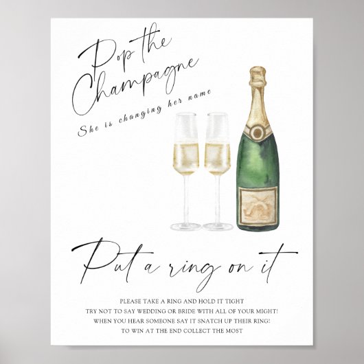 Champagne vrijgezellenfeest - zet een ring op het poster (Voorkant)