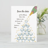 Champagne Waterverf grillig Save the Date Kaart (Staand voorkant)