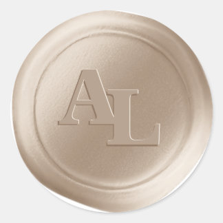 Champagne Wax Seal Monogram Trouwstickers Ronde Sticker
