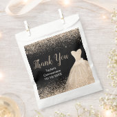 Champagne White Dress Faux Glitter Quinceanera Bedankzakje (Geknipt)