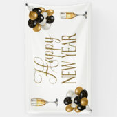 Champagne White & Gold Nieuwjaarsfeest Spandoek (Verticaal)