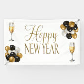 Champagne Wit & Goud Oud en Nieuw-feest Spandoek (Horizontaal)