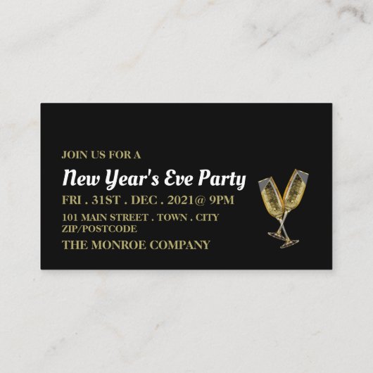 Champagne & Wreath, New Year's Eve Party Ticket Informatiekaartje (Achterkant)
