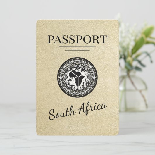 Champagne Zuid-Afrika Paspoort Save The Date (Staand voorkant)