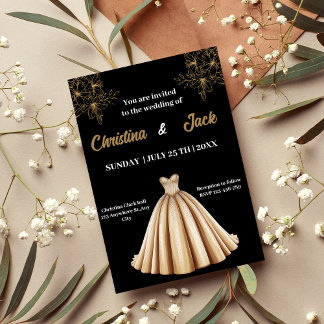 Champagne & Zwart - Elegant Gold Design bruiloft Kaart