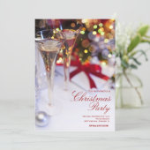 champagnebril kerstfeest uitnodiging (Staand voorkant)